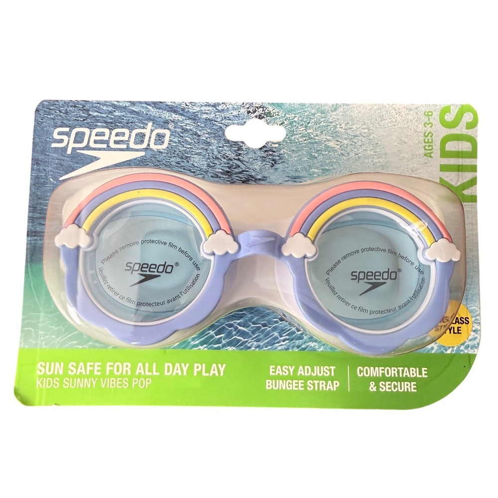 Speedo Kids Sunny Vibes Pop Swim Goggles Rainbow Cloud Ages 3-6 Blue 091110378‎